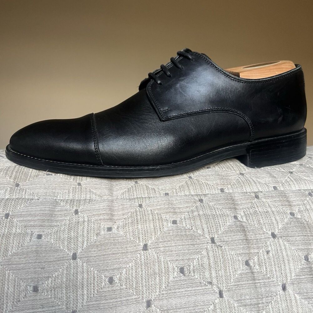 Charles Tyrwhitt Black Leather Cap Toe Oxford Dress Shoes Men's 8 Lace Up Work